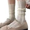 Summer Thin Net Socks Paired with Mary Jane Shoes, Ballet-style Hollowed-out Linen Patterned Mid-calf Socks, Women's Pile-up Socks