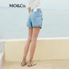 MO&Co. Bow Tie Washed Denim Skort Shorts