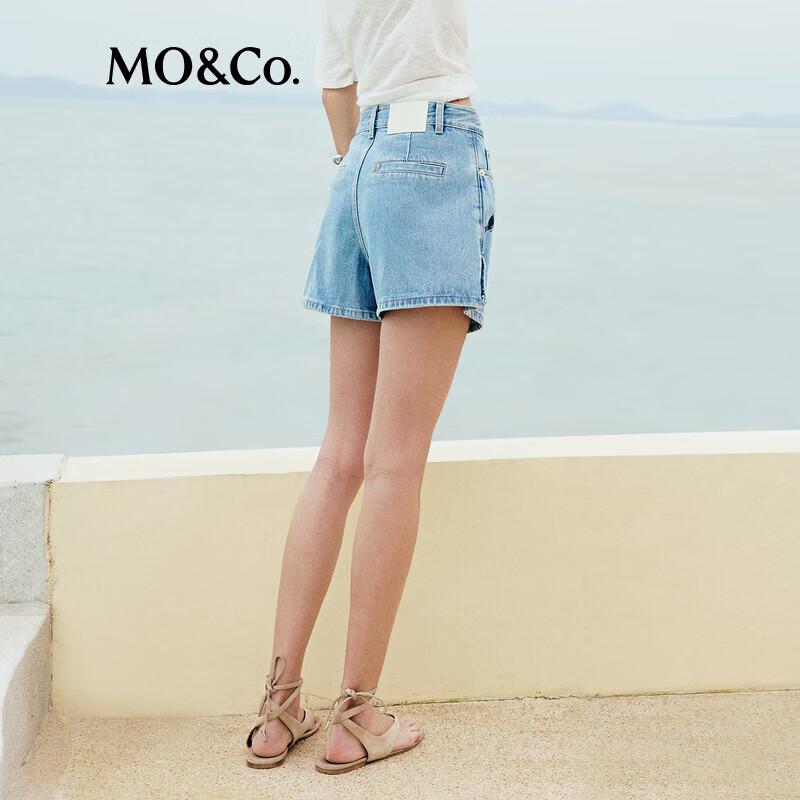 MO&Co. Bow Tie Washed Denim Skort Shorts