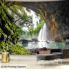 2D Jungle Cave Waterfall Wall Tapestry Tropical Scenery Background Cloth