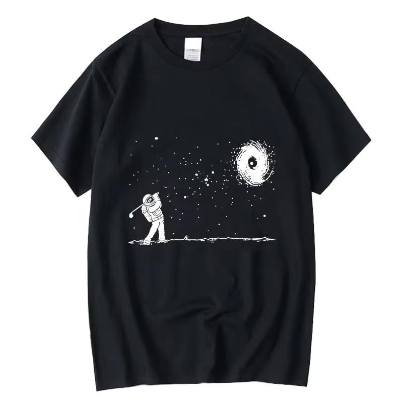 

Summer Men s High Quality 100% Cotton Funny Astronaut Print T Shirt Loose O-neck Men Tshirt Short Sleeve T-shirt Male Tee Tops S