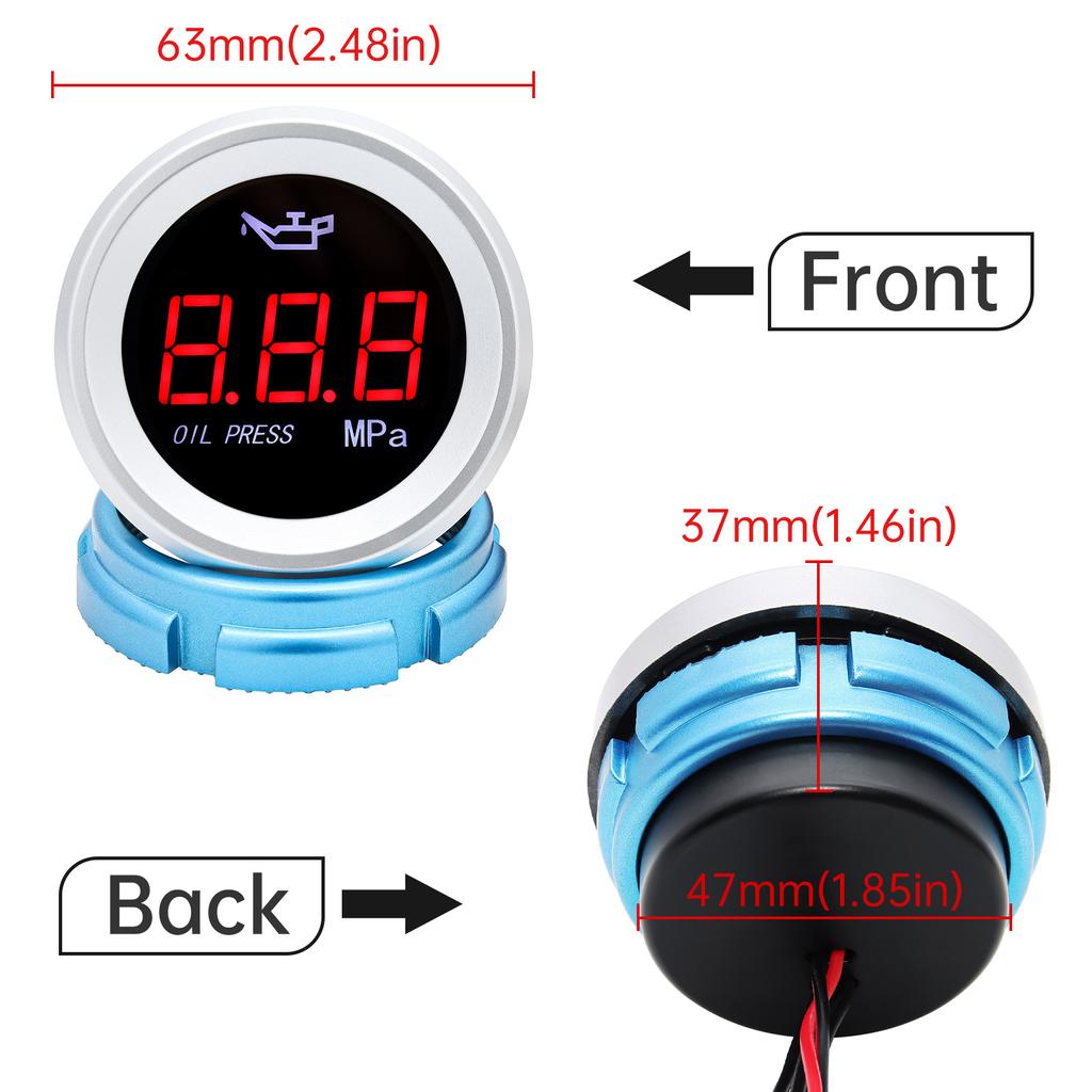 ZMFJH 0-1.00MPA Oil Pressure Gauge NO Sensor for Auto Car Digital Oil Press Meter with Flashing Alarm Red LED Light 12V24V