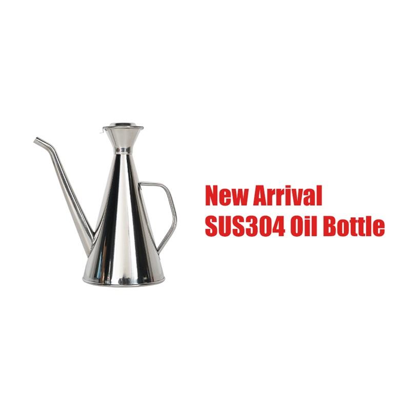 SUS304 Stainless Steel Oil Dispenser  Bottle Leakproof Cruet with Spout Easy Precision Pouring of Olive Oil Vinegar and Grease