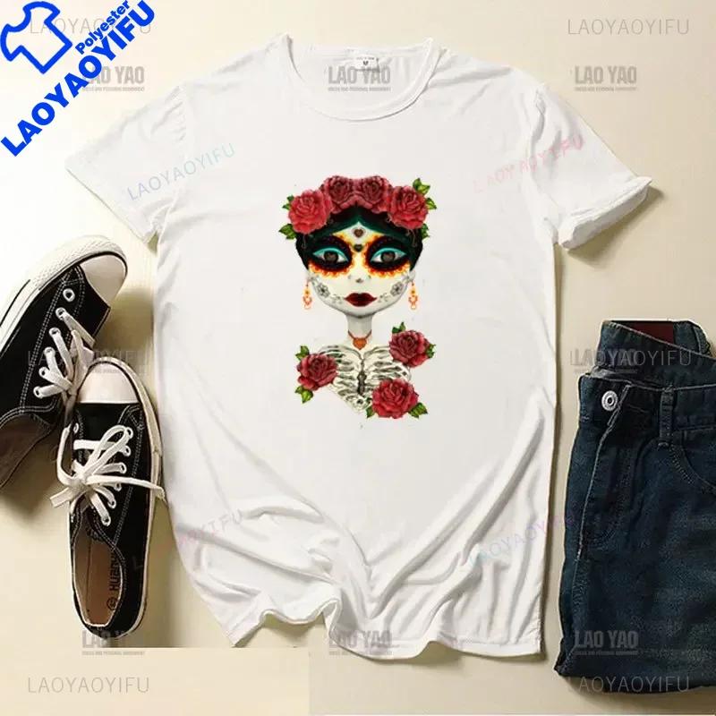 Skull Day Of The Dead Graphic T Shirts Skeleton Unisex Tshirts Mexican Heritage Flowers Black Tops Casual Kawaii Funny Clothes