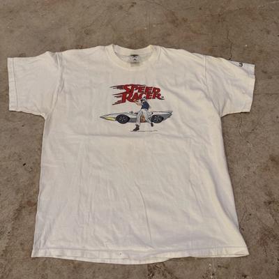 Vintage Speed Racer T-T-Shirt Mens XL Cartoon Anime Graphic White 1999
