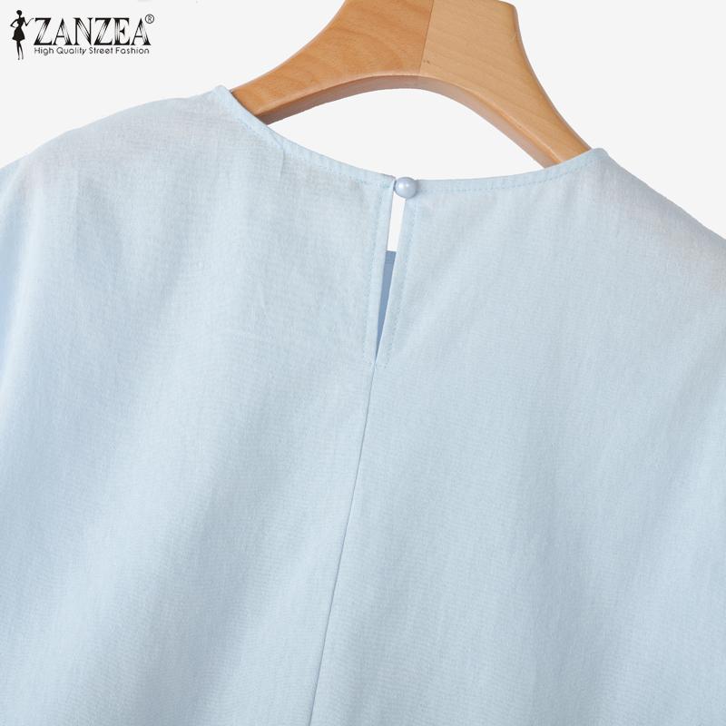 ZANZEA Women Round Neck Sleeveless Twisted Side Casual Elegant Tank Tops