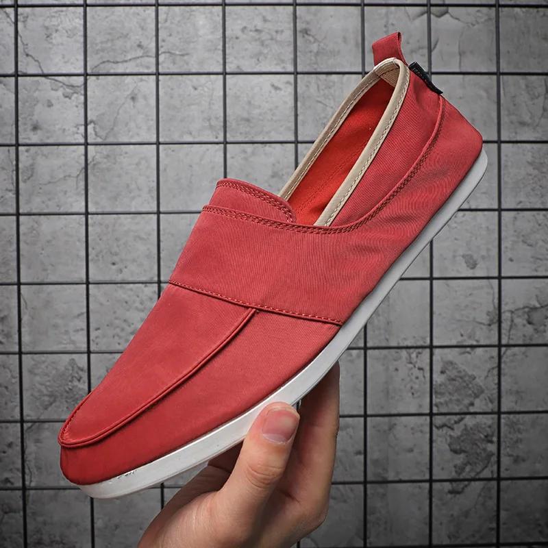 Fashion TWBEB Fashion Shoes Men Loafers Canvas Shoes Men Casual Shoes Flat Slip On Male Footwear
