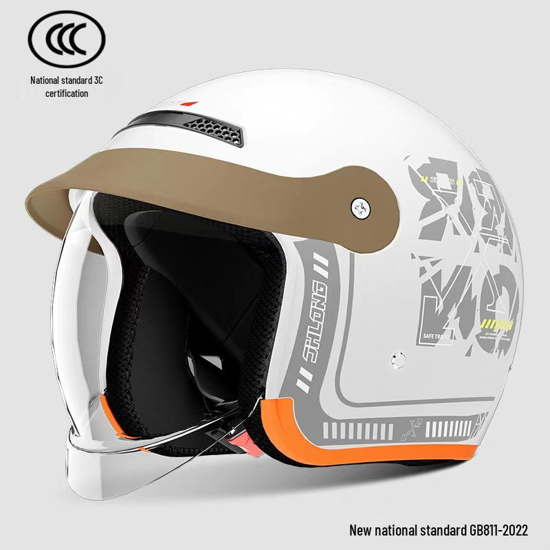 Retro Electric Vehicle Helmet with 3C Certification – Unisex ABS Safety Helmet with Hidden Visor for Autumn/Winter