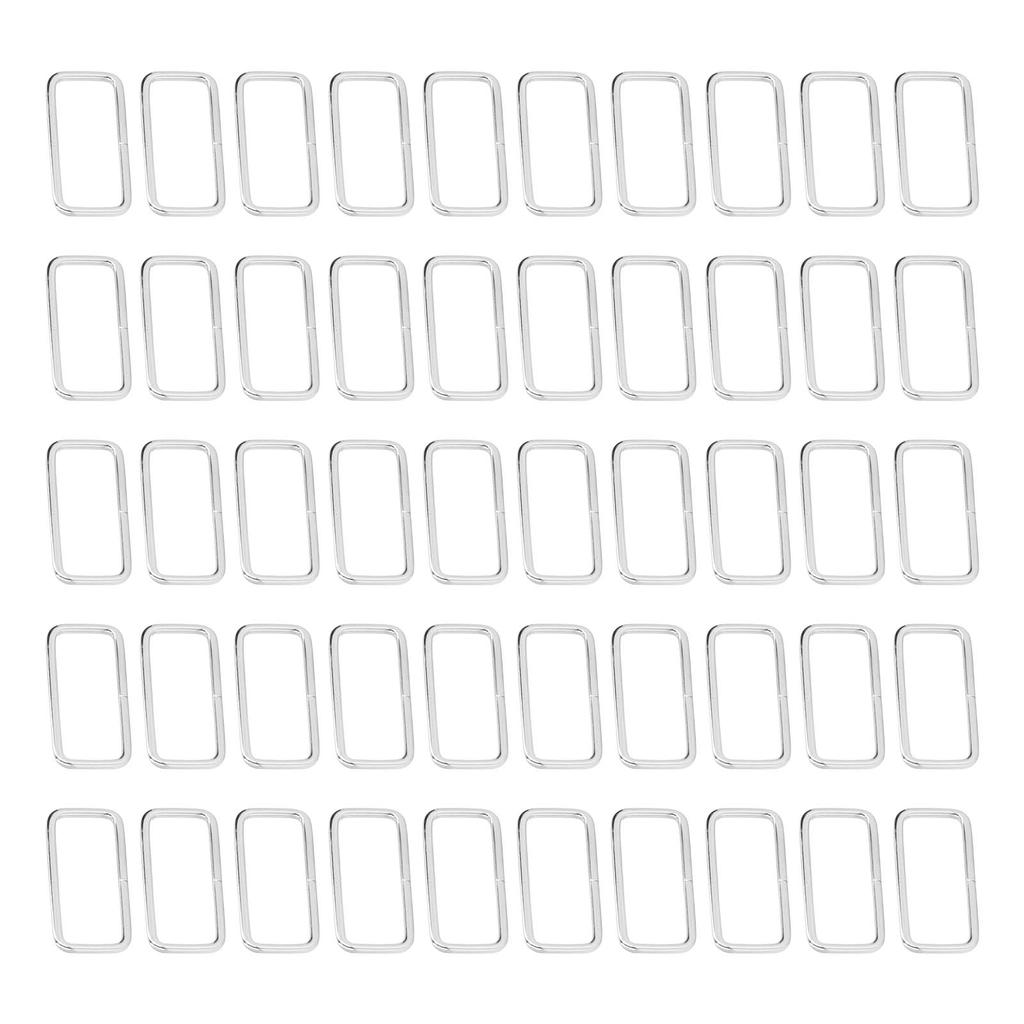 50pcs Metal Rings Durable Iron Rectangle Buckle Rings for DIY Belt Handbag Buckle Hardware Clothes Decoration