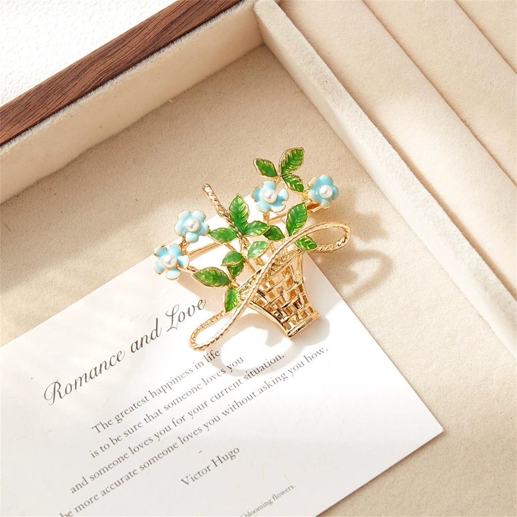 1Pc Retro Creative Flower Basket Brooch Art Fresh Pin Personalized Art Jewelry Accessories Clothing Bag Decoration Gift Trend