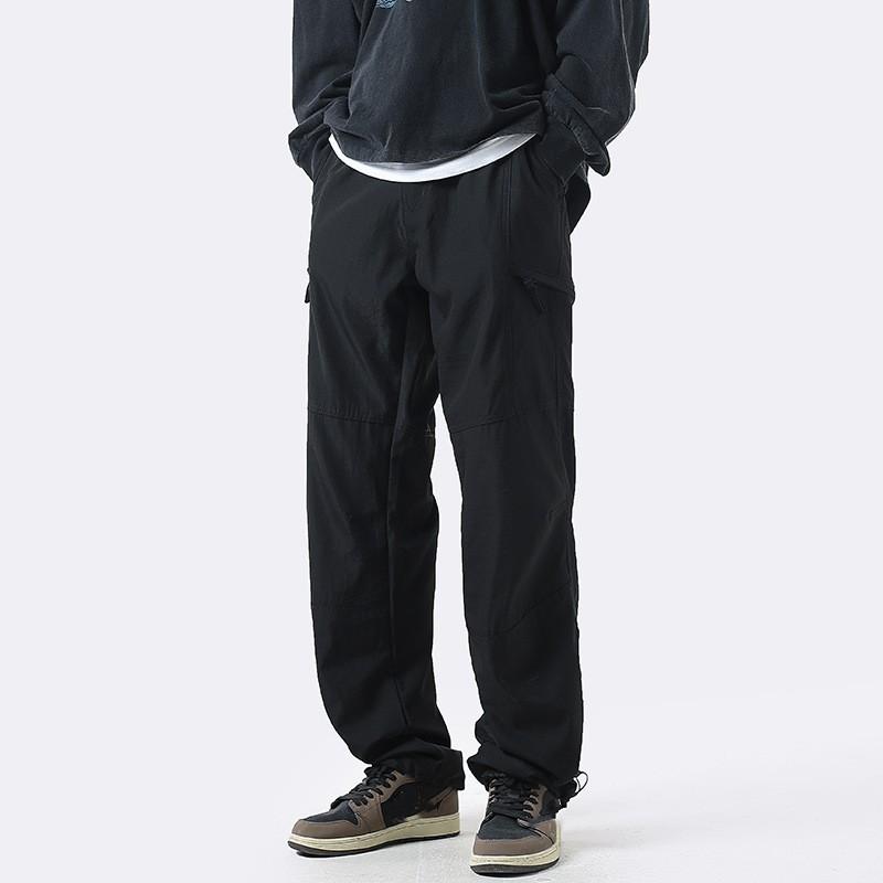 Men Side Zipper Waterproof Loose Cargo Pants Outdoor Casual Sport Straight Trousers Handsome Hiking Pants