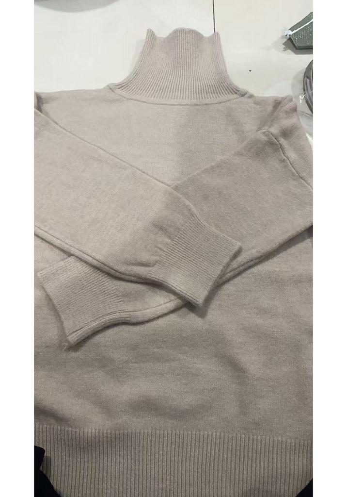 European Autumn/Winter High-Neck Women's Loose Knit Pullover Sweater - Versatile Lazy Style Base Layer Top