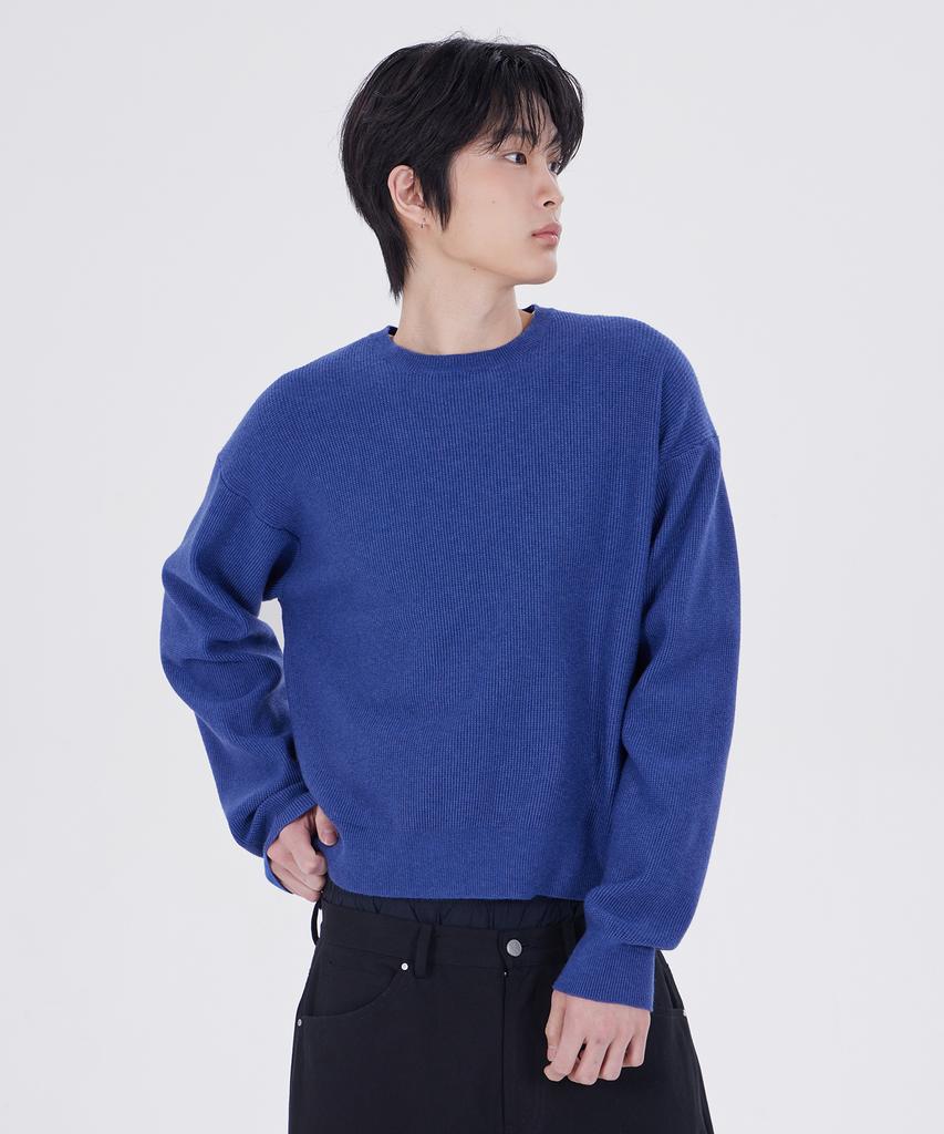 GLW Essential Round Neck Crop Knit Blue