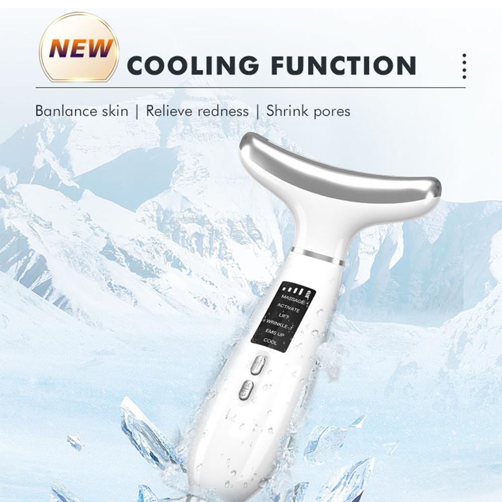 4 Color Neck Beauty Device EMS Face Lifting Machine Double Chin Remover LED Anti Wrinkle Skin Tightening Facial Massager