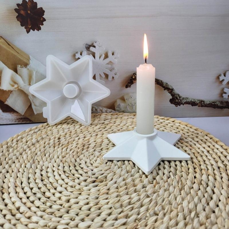 Candlestick Mould Star Shape Candle Holder Silicone Molds DIY Resins Castings Molds for Festival Table Home Decorations