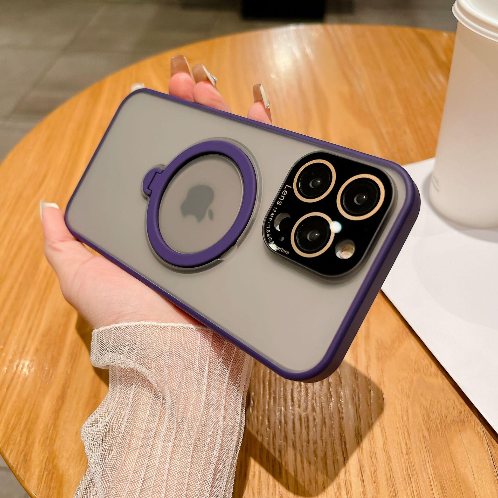 

Подходит для iPhone15, матовый магнитный чехол для мобильного телефона, Apple 14, невидимый вращающийся кронштейн, всеобъемлющий объектив 13, защитный чехол iPhone13promax