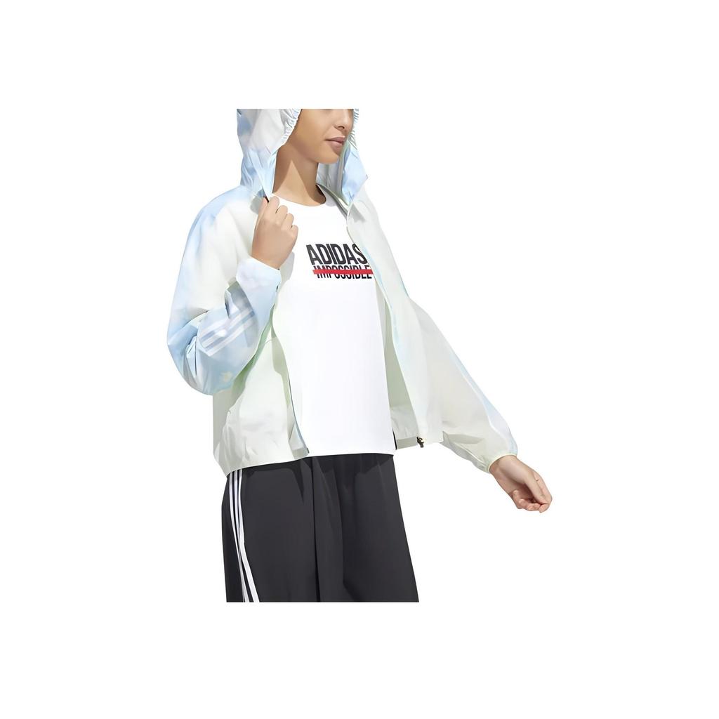adidas Tie-Dye Striped Hooded Long Sleeve Casual Jacket Women Multicolor HI6826