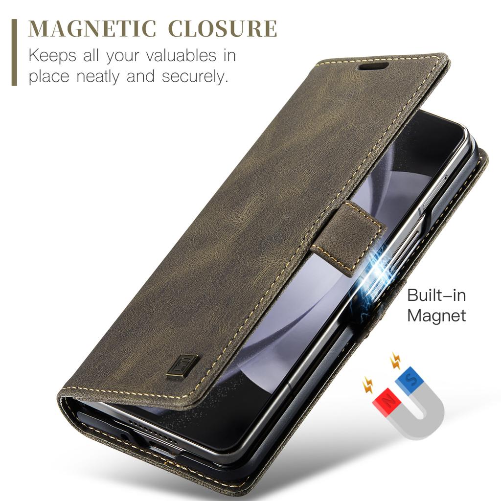 Business Luxury Magnetic Cards Solt Wallet Flip For Samsung Z Fold 7 5 6 Slim Leather Wallet Stand Book Card Bag Pocket Cover