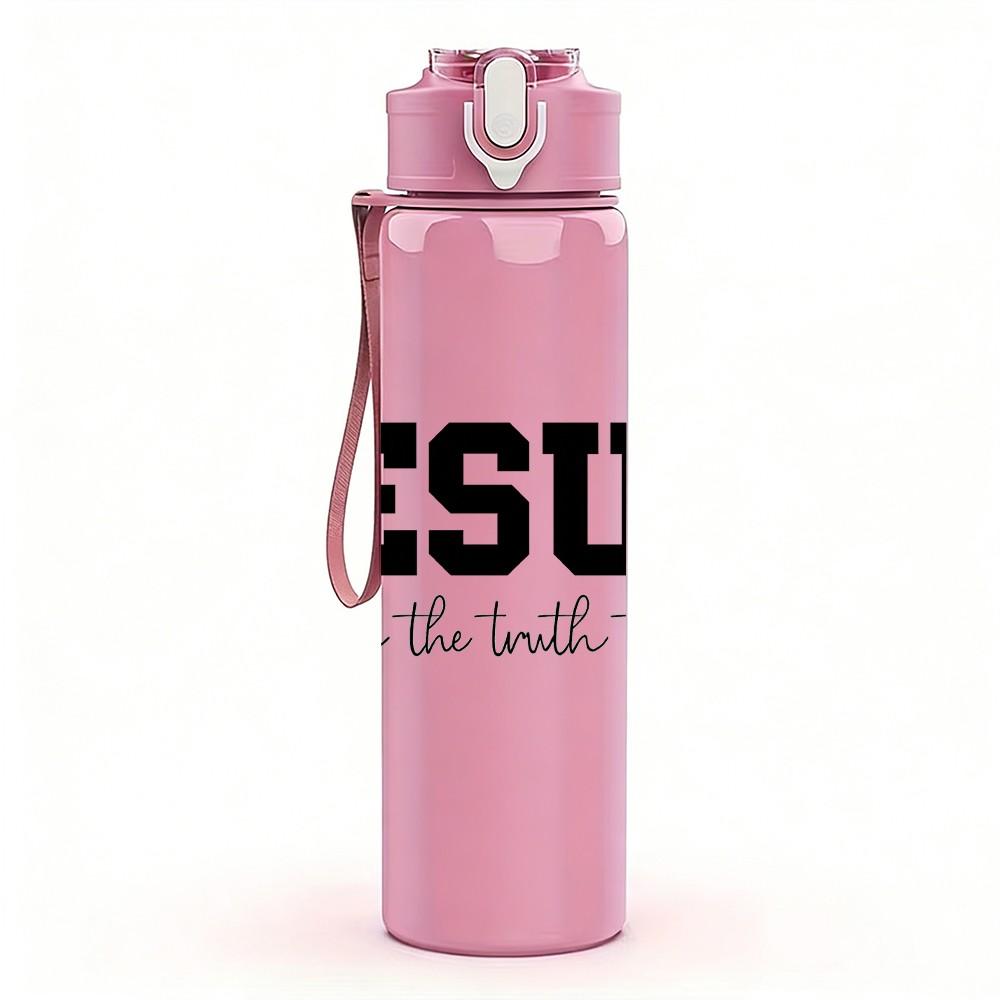 1PC Jesus The Way Truth Life 750ml Color Plastic Sports Water Bottle Leakproof Flip Straw Lid Suitable for Sports Office Home Use