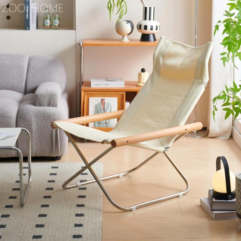 Japanese Style Canvas Folding Recliner Chair Home Single Sofa Balcony Lazy Nap Small Lounge Seating for Comfortable Relaxation