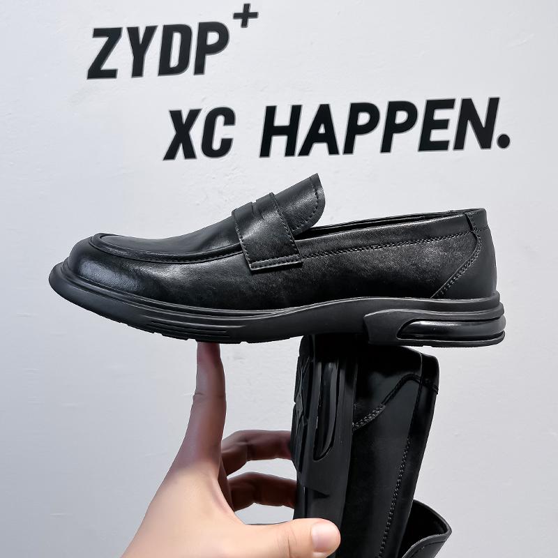 2025 Thick Soled Loafers Men Leather Shoes Breathable Slip On Loafers Solid Color Men Casual Shoes Handmade Men Formal Shoes