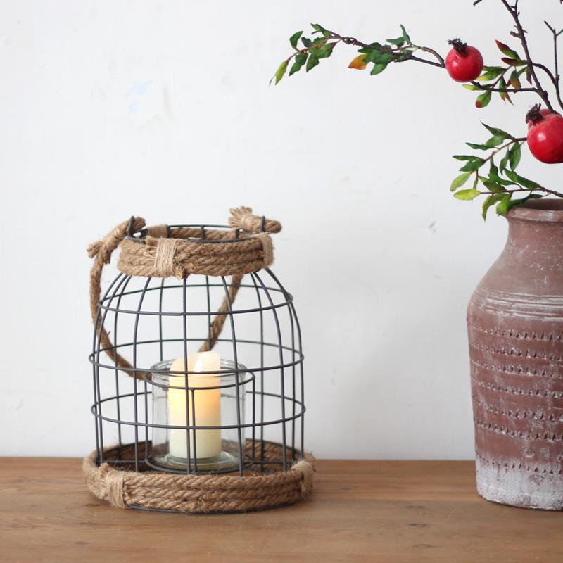 Vintage Old Candle Holders Decorative Ornaments Hanging Portable Glass Candle Holders Industrial Style