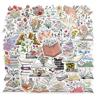 50pz Adesivo Fiore Cartone Animato in Libro Estetico per Telefono Bici Muro Scrapbook Moto Adesivo Impermeabile per Bambini Giocattoli Regali