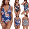Womens Plus Size Floral Print Backless One Piece Swimsuit With Padded Bust No Underwire
