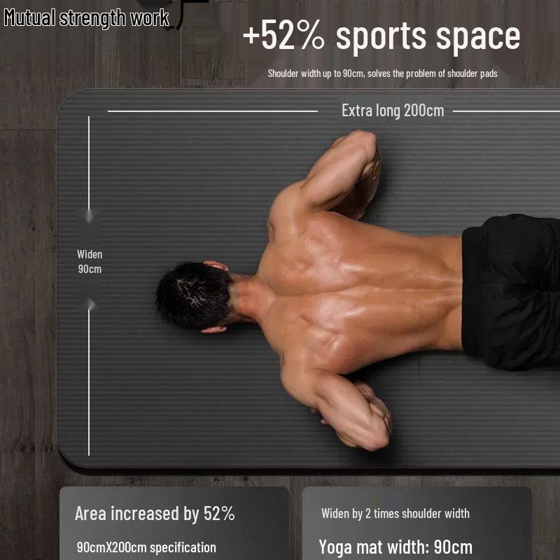Men's Extra-Thick Non-Slip Yoga Mat for Beginners - Extended & Wide Fitness Mat for Home Exercise with Free Shipping