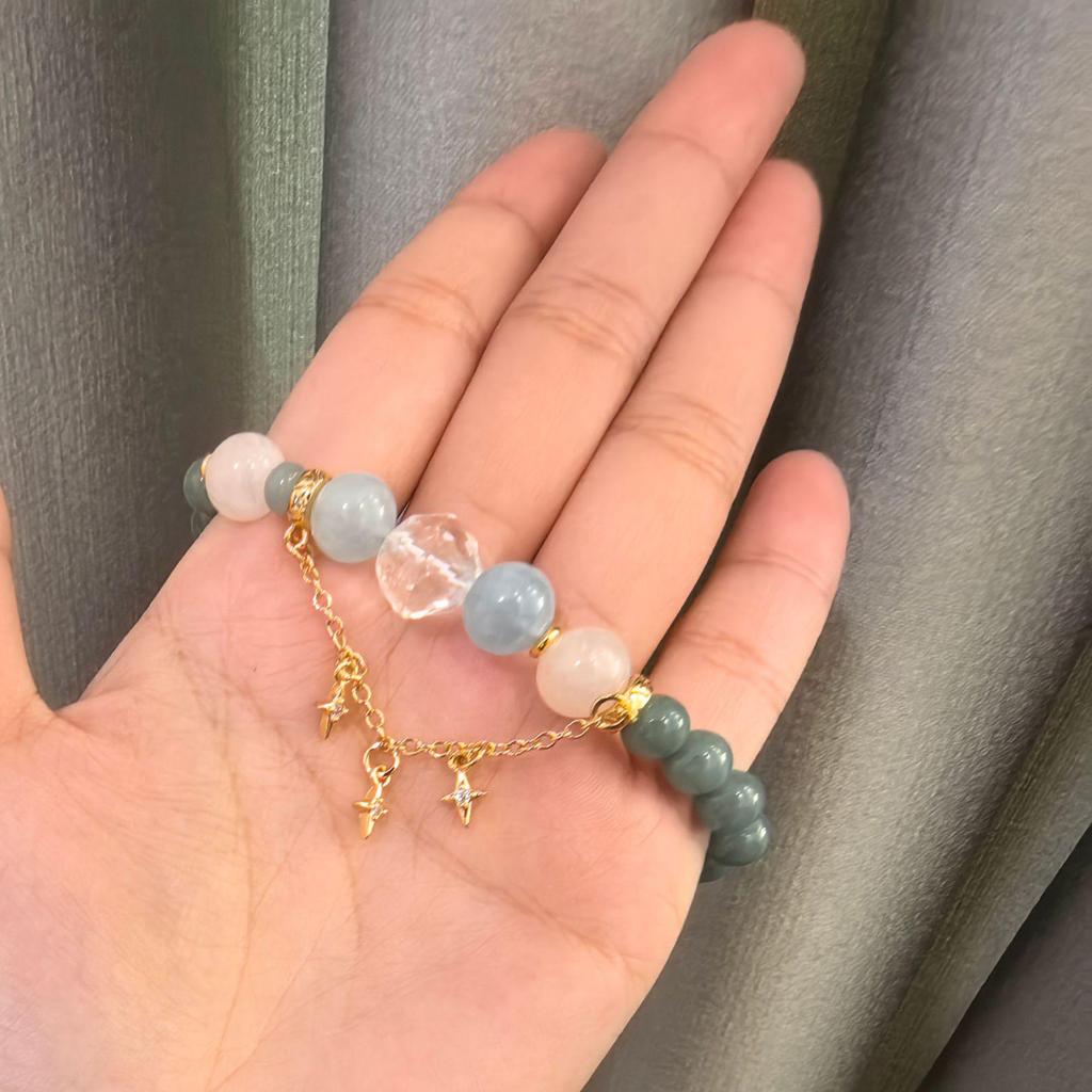 Star Chain Jade Multi-Gem Christmas Commemorative Bracelet: Fashionable Layered Chinese Style Gift.