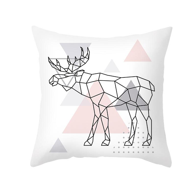 Nordic Christmas Pillow Cover Simple Printed Lines Elk Series Sofa Office Pillow Cushion Cover