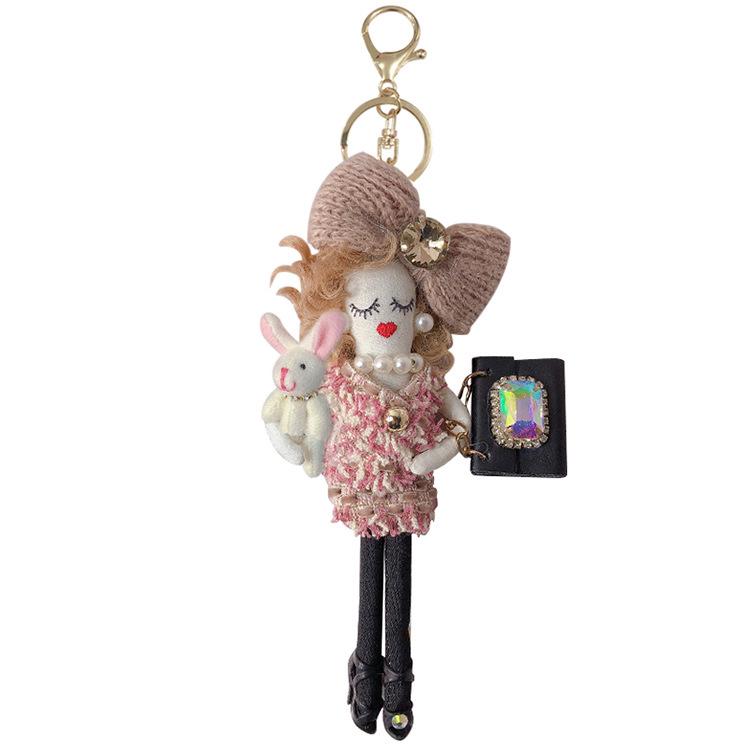 Korean Little Sister Pendant Keychain - Creative Car & Bag Accessory, Handmade Doll Gift