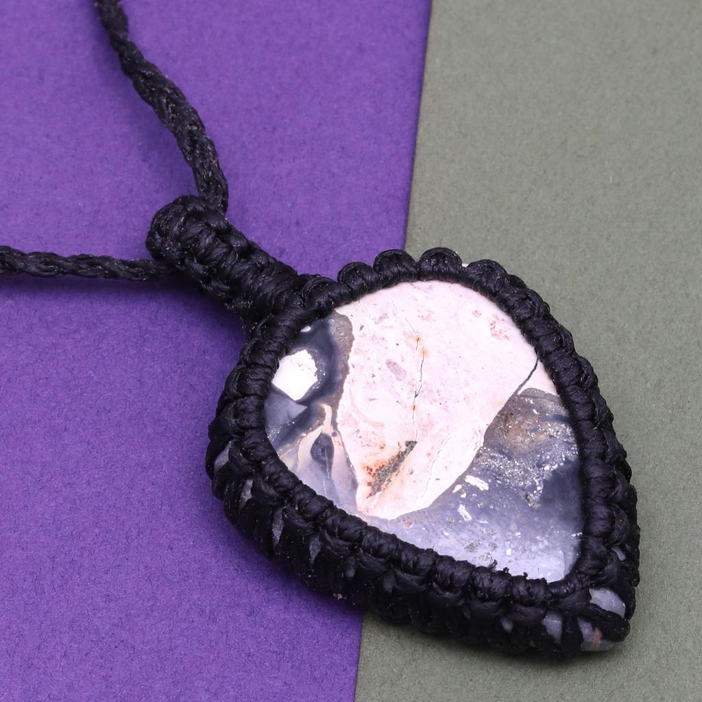 Malinga Jasper Macrame Thread Gemstone Handmade Jewelry 20-36''Ad Necklace
