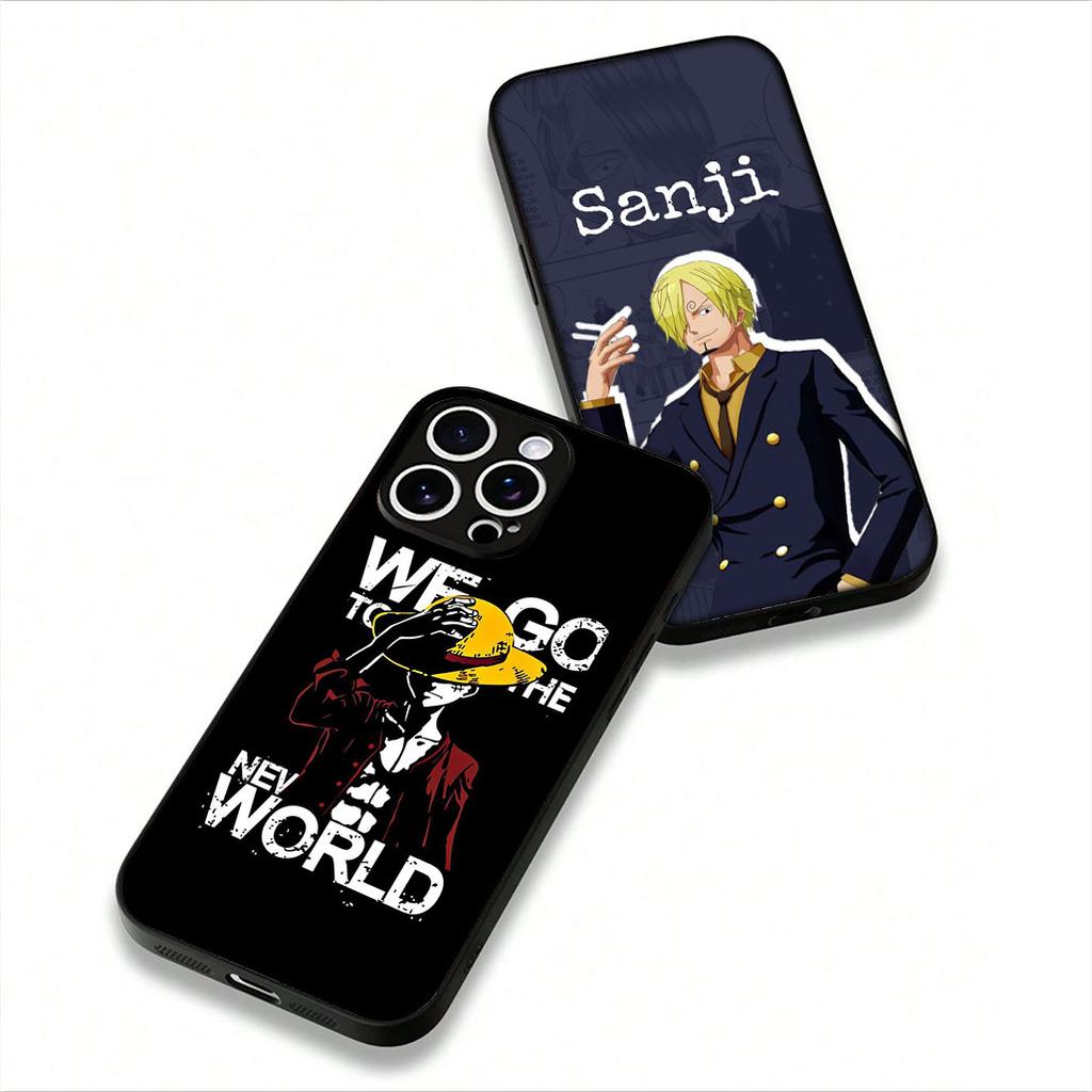 For Apple iPhone 16 15 14 Plus 13 12 Mini 17 Pro Max + 16E Air 16+ ProMax Phone Cover Case Cartoon Sanji ONE PIECE Luffy
