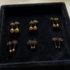Gold-Electroplated Round Bead Stud Earrings with 6/4mm Bean Shape and Pendant, DIY Stainless Steel Post, Includes Earring Backs.