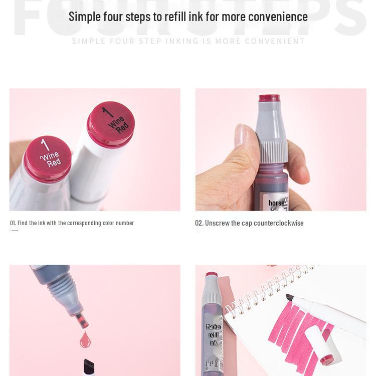 SNIL Marker Refill: Alcohol-Based Ink, Touch Refill, 80 & 168 Color Options.