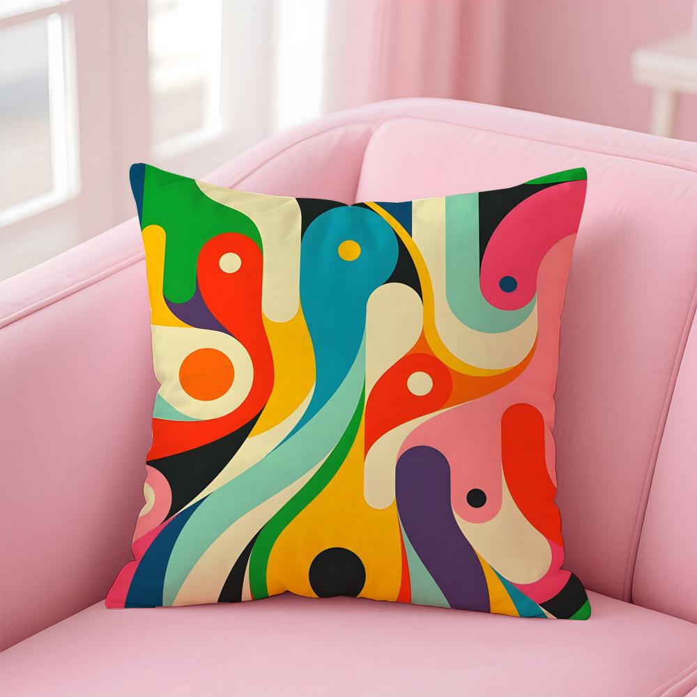 Abstract Geometric Pattern Cushion Cover Pillow Case Soft Skin Friendly Fabric Concealed Zipper