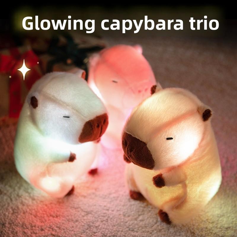 Capybara Plush Toy With Led Light Soft Animal Decor For Kids Gift