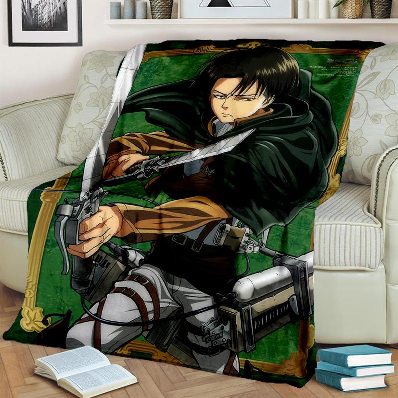 3D Cartoon Attack on Titan Eren Mikasa Anime Blanket,Soft Throw Blanket for Home Bedroom Bed Sofa Travel Picnic Cover Kids Gift