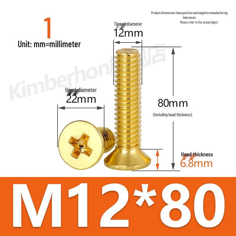 Copper Phillips Countersunk Head Machine Screws, Sizes M2–M4, Lengths 6/8/10/12mm