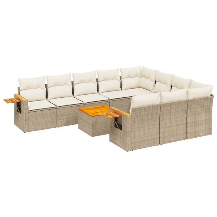 VidaXL Garden Lounge Set with Cushions 11 Pcs, Patio Sofas, Patio Furniture Set, Outdoor Furniture, Beige 3227185