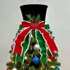 Christmas Tree Topper Whimsical Bow Hat Decoration Check Bows Xmas Ornament Winter Holidays Home Decor Fits Most Trees Festive Gift