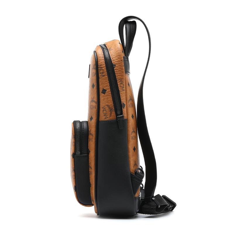 New MCM Aren Leather Sling Bag Small Unisex Cognac MMLDSTA01CO001