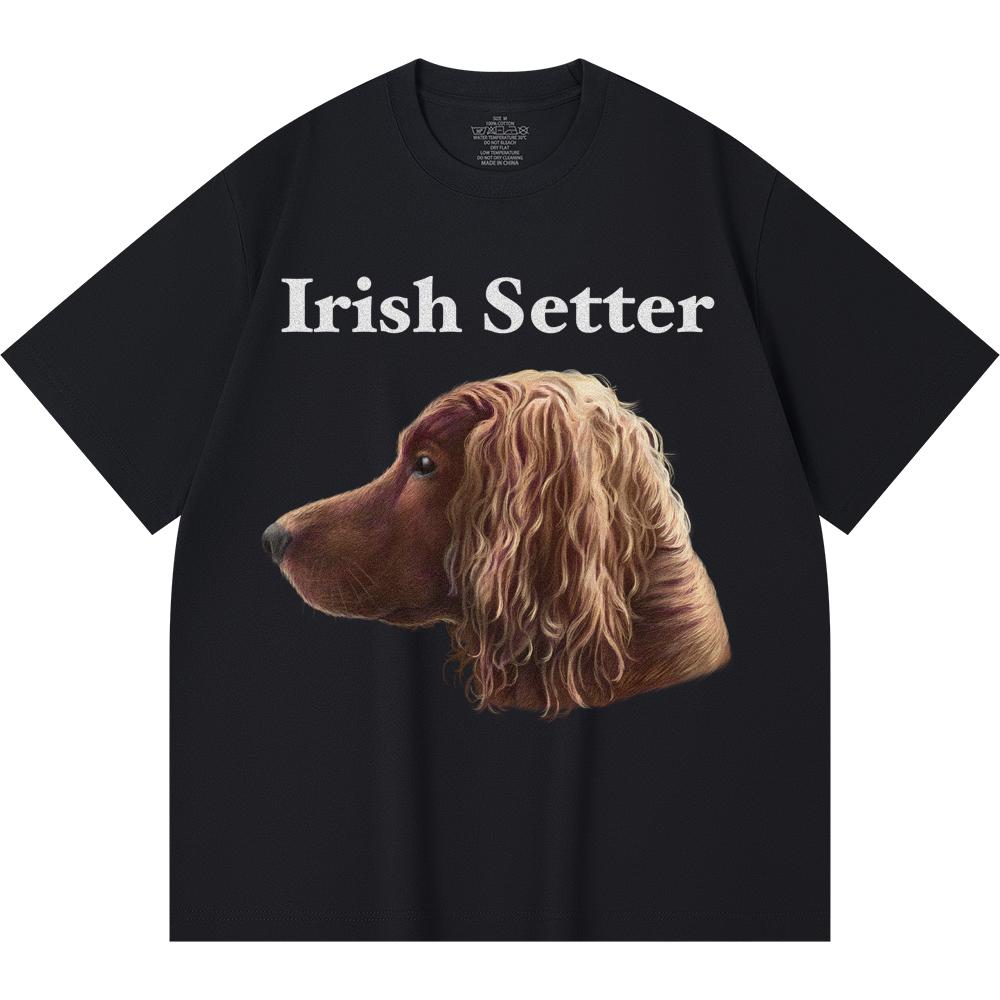 230GSM 100% Cotton T-Shirt Irish Setter Print Tees Funny Harajuku Style Combed Cotton Tshirt