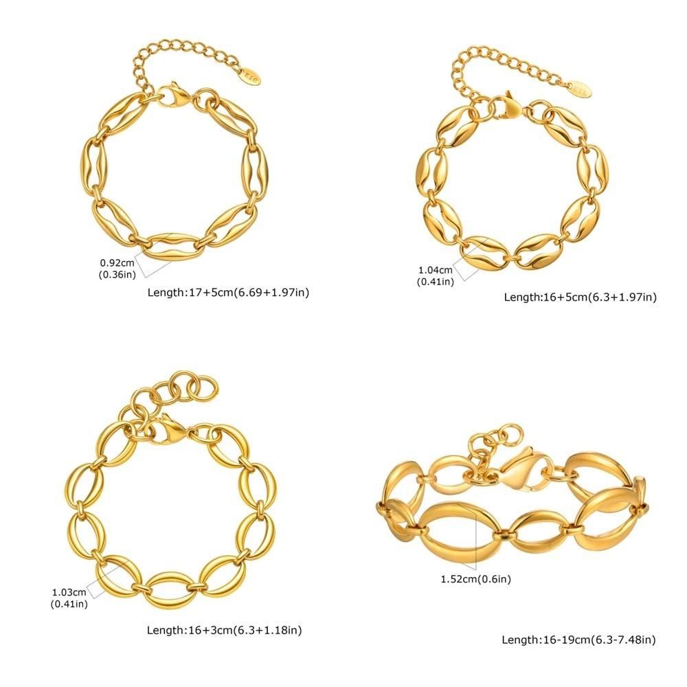 Stainless Steel Gold Chain Bracelet Wristband Jewelry Stainless Steel Hand Chain  Gifts