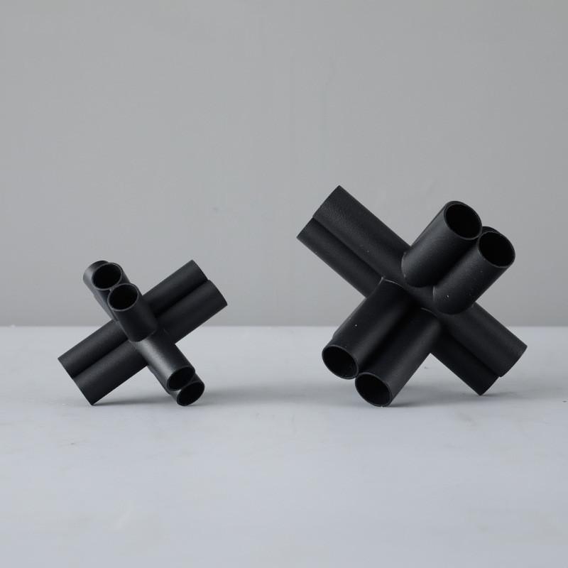 Metal Handicraft Geometric Hollow Pipe Cross Star Black Cross Knot Metal Decorative Figurines Home Decoration Accessories