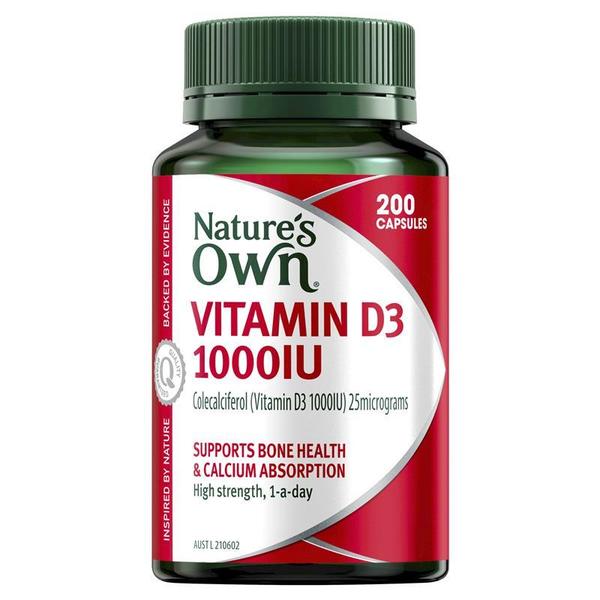 Natures Own Vitamin D3 1000IU 200 Capsules