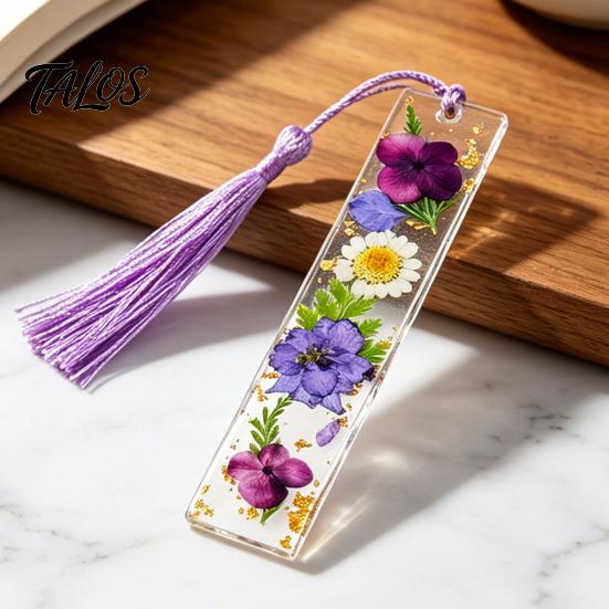 Aesthetic Page Holders Dried Flower Resin Bookmarks with Tassels, Double-Sided Magnetic Birthday Gift for Readers Book Lovers Friends, Pretty