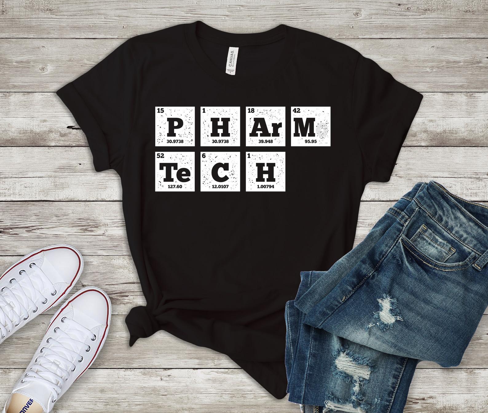 Pharmacy Tech Shirt, Pharm Tech Periodic Table Elements T-Shirt, Pharmacist Shirt, Pharmacy Student Gift, Pharmacist Student Shirt M