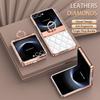Capa de Celular de Couro Luxuosa com Diamantes para Samsung Galaxy Z Flip 7 6 5 4 3 Flip7 FE com Proteção da Dobradiça e Suporte de Anel Mulher Menina